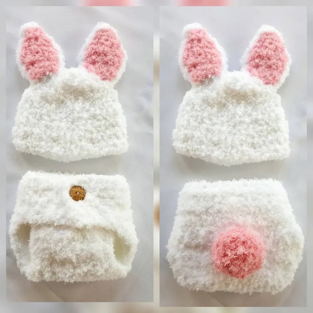 Handmade crochet baby bunny costume